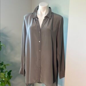 Eileen Fisher Silk Grey Blouse Medium EUC